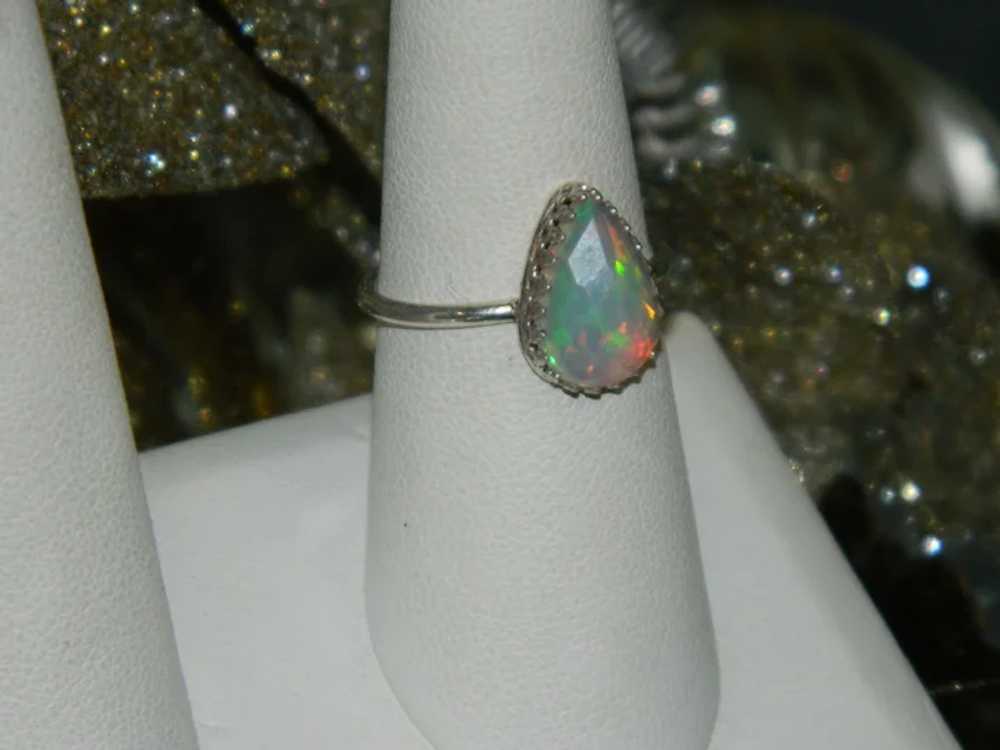 Flashy Color Play 2ct Pear Opal Ring sz 8 - image 3