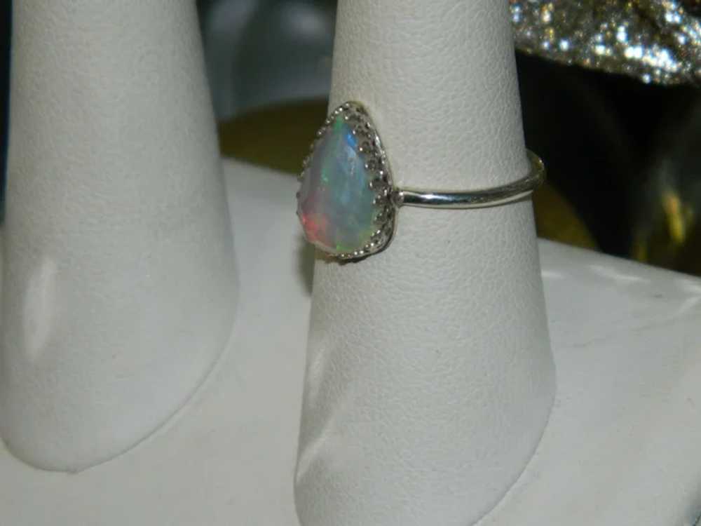 Flashy Color Play 2ct Pear Opal Ring sz 8 - image 4