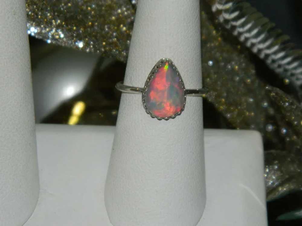 Flashy Color Play 2ct Pear Opal Ring sz 8 - image 5