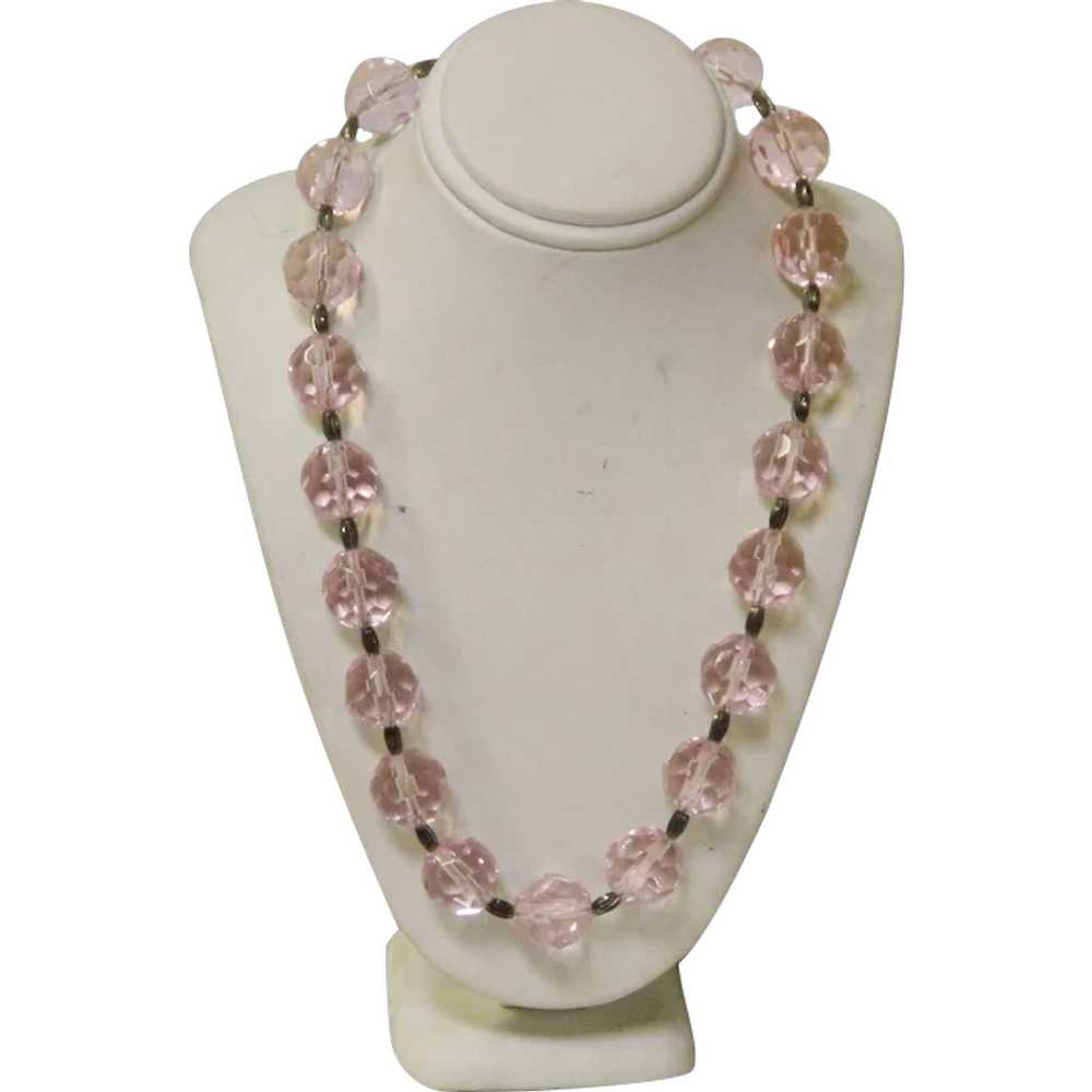 Delicious Sterling Pink Faceted Crystal Necklace - image 1