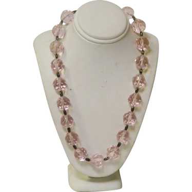 Delicious Sterling Pink Faceted Crystal Necklace - image 1