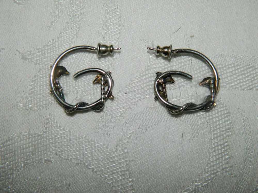 Sterling Silver Dolphin Twisted Rope Earrings Pie… - image 4