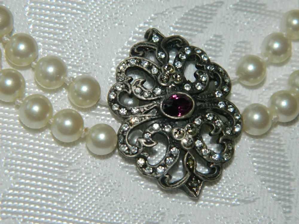 Victorian Revival Amethyst Faux Pearls Swag Doubl… - image 5