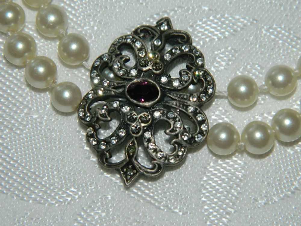 Victorian Revival Amethyst Faux Pearls Swag Doubl… - image 6