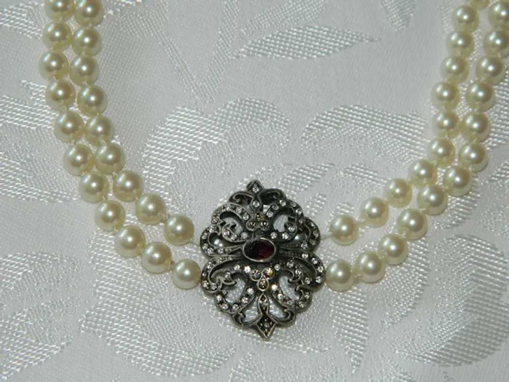 Victorian Revival Amethyst Faux Pearls Swag Doubl… - image 7
