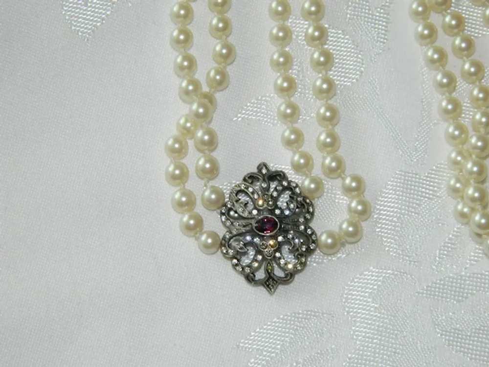 Victorian Revival Amethyst Faux Pearls Swag Doubl… - image 9