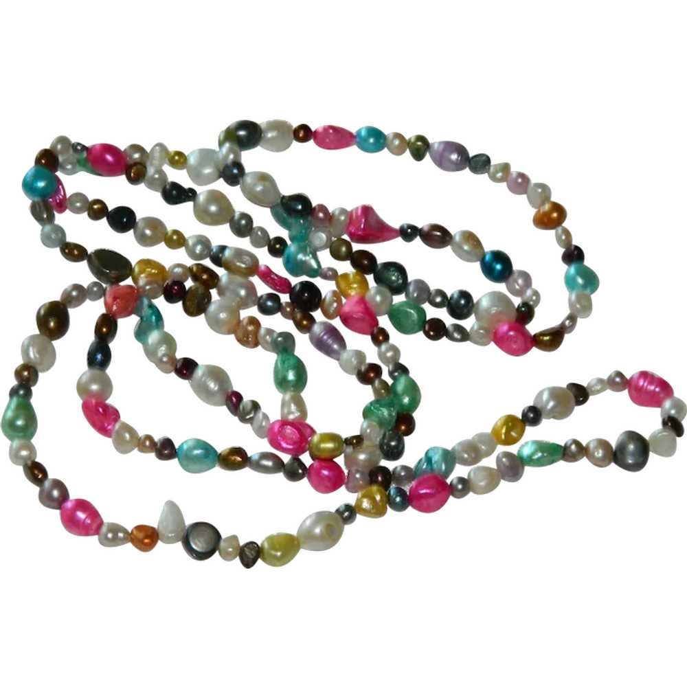 Mulit Pearl Single Strand Necklace Colors Shapes … - image 1