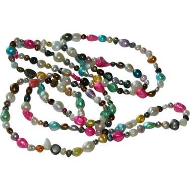 Mulit Pearl Single Strand Necklace Colors Shapes … - image 1