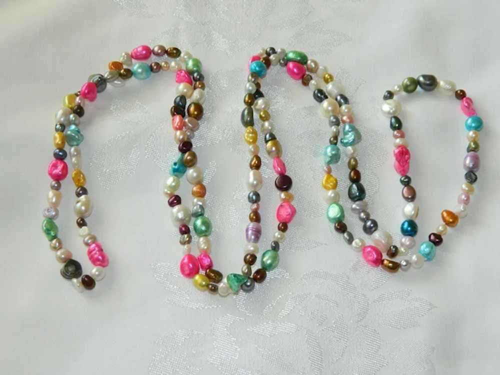 Mulit Pearl Single Strand Necklace Colors Shapes … - image 2