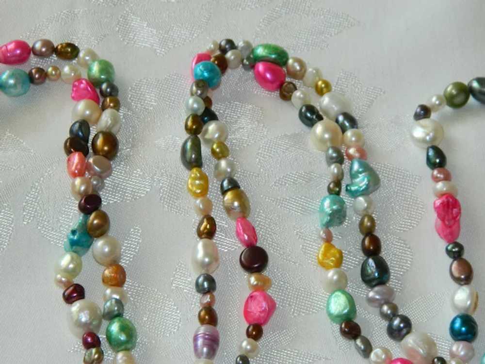 Mulit Pearl Single Strand Necklace Colors Shapes … - image 4