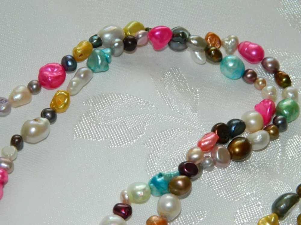 Mulit Pearl Single Strand Necklace Colors Shapes … - image 5