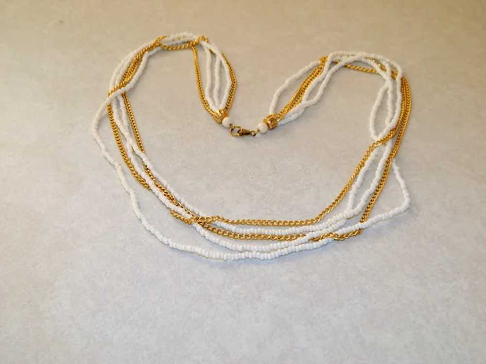 Summer White and Gold Multi Strand Seed Bead Chai… - image 4