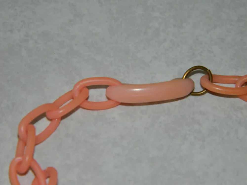 Oldie! Soft Pink Celluloid Leaf and Nut Necklace … - image 5