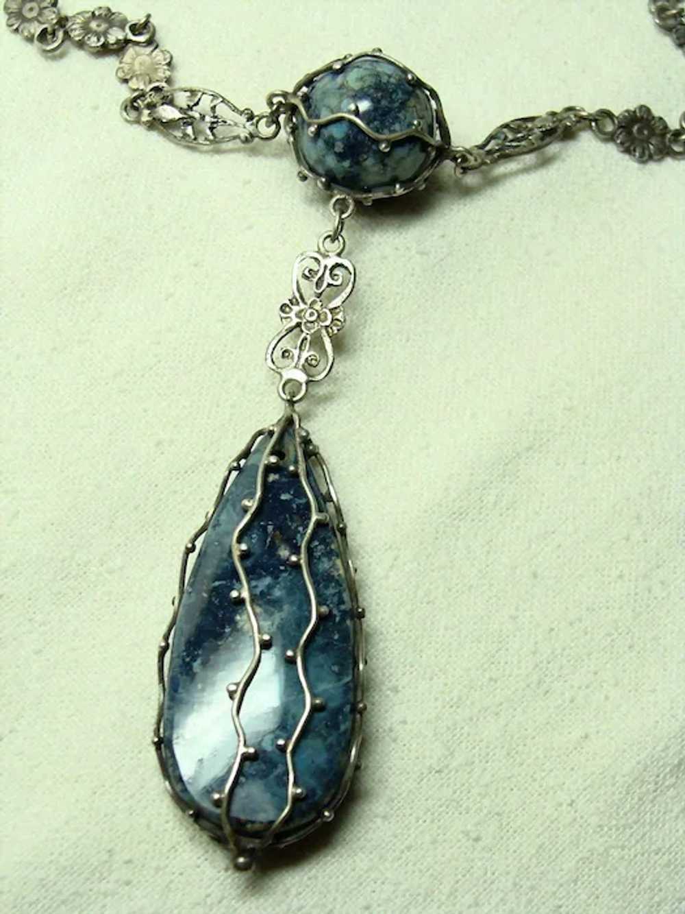 Vintage Arts and Crafts Sodalite Necklace - image 2