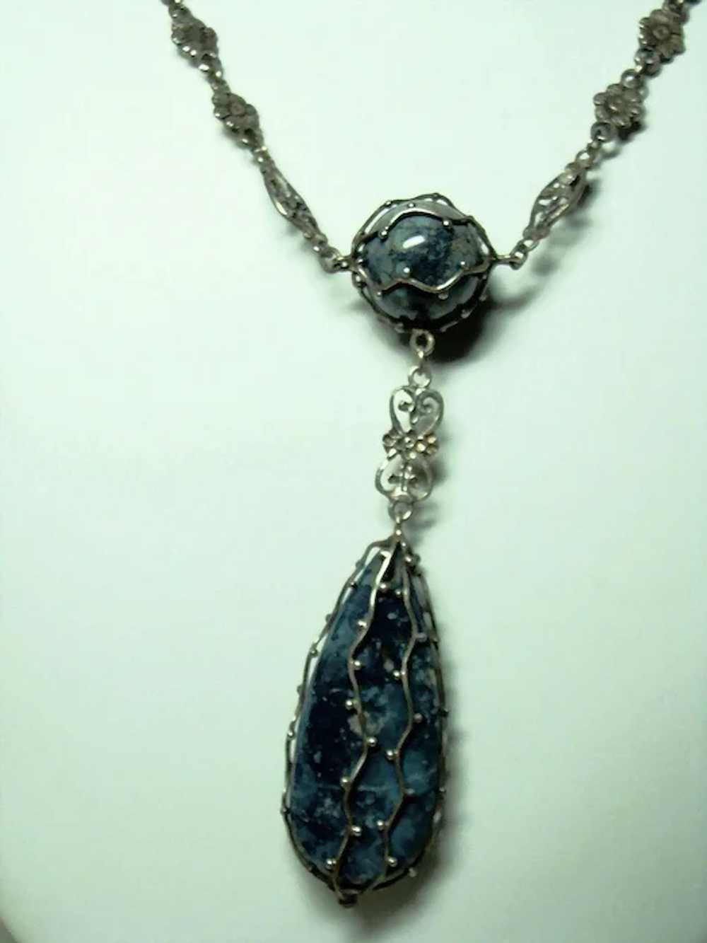 Vintage Arts and Crafts Sodalite Necklace - image 5
