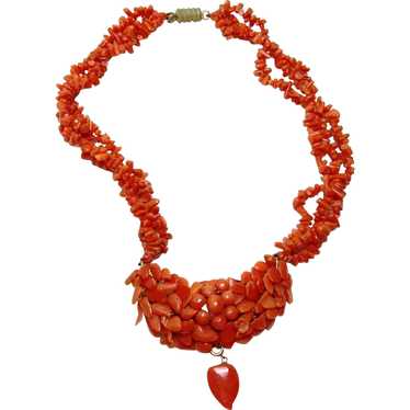 Antique Victorian Carved Coral Necklace