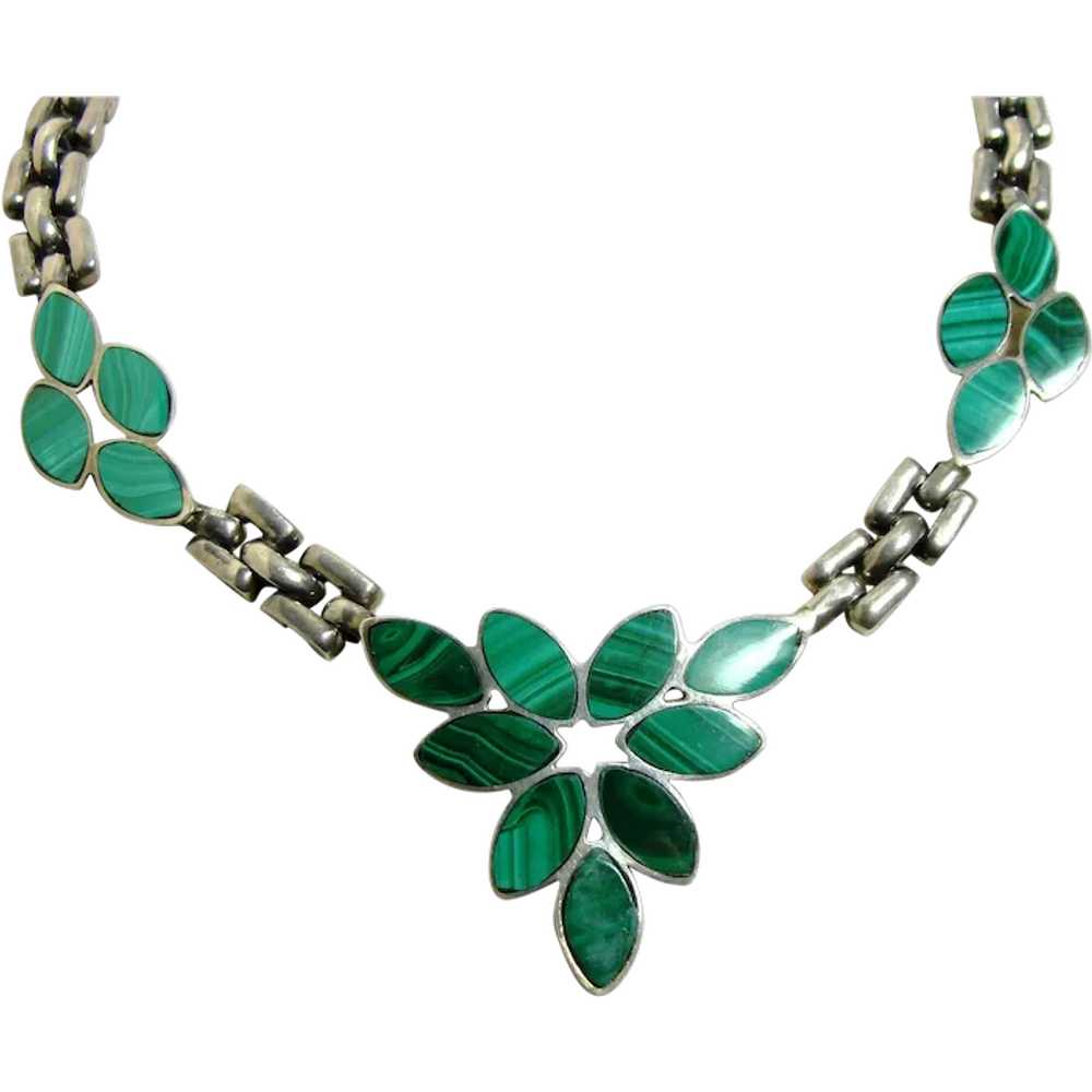Vintage Silver and Malachite Necklace - image 1