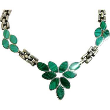 Vintage Silver and Malachite Necklace - image 1