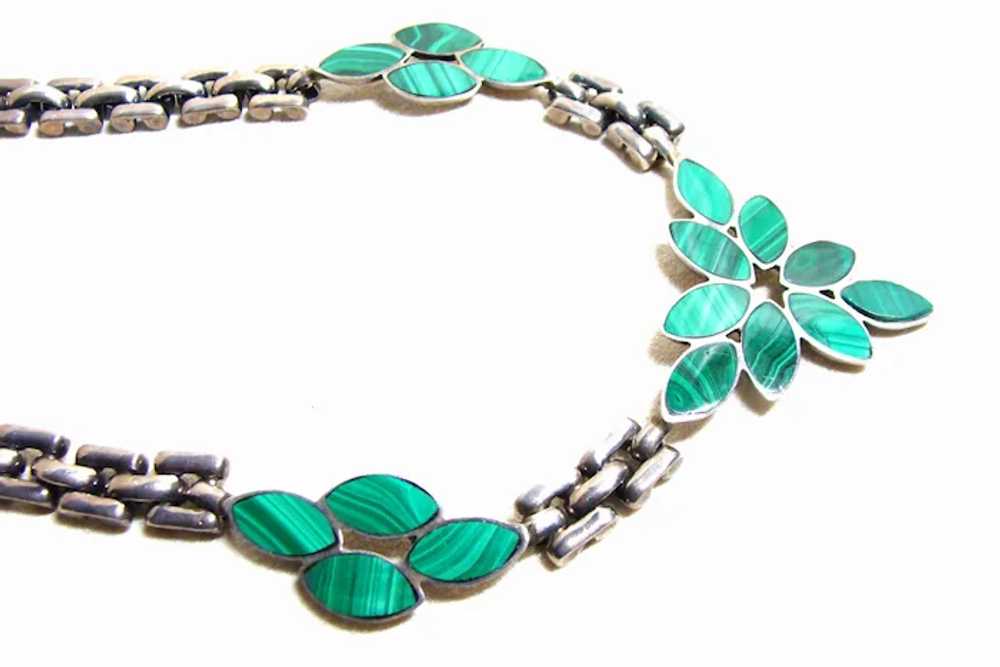 Vintage Silver and Malachite Necklace - image 4