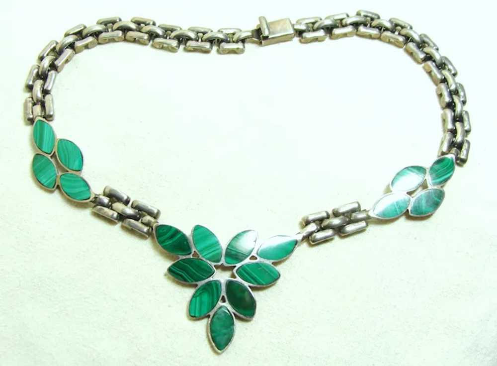 Vintage Silver and Malachite Necklace - image 6