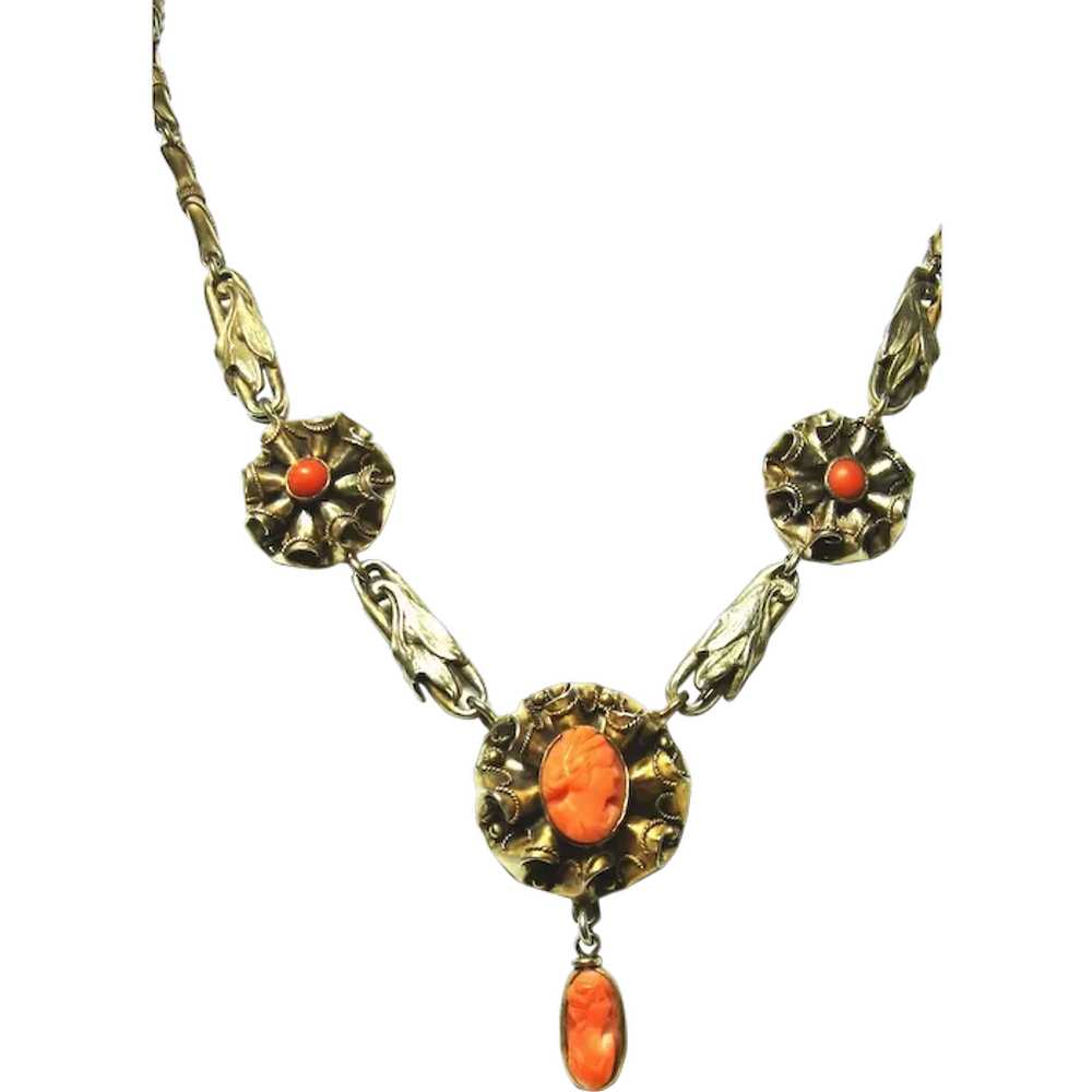 Antique Victorian Coral Festoon Necklace - image 1