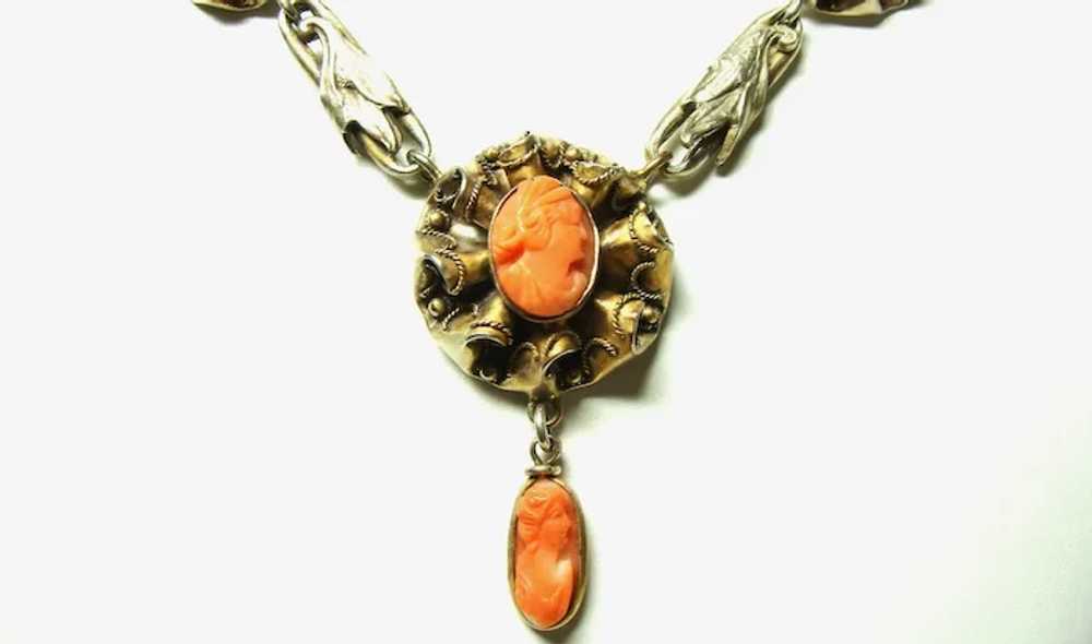 Antique Victorian Coral Festoon Necklace - image 2