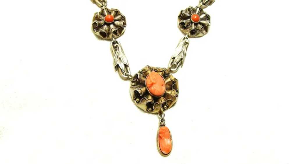 Antique Victorian Coral Festoon Necklace - image 3
