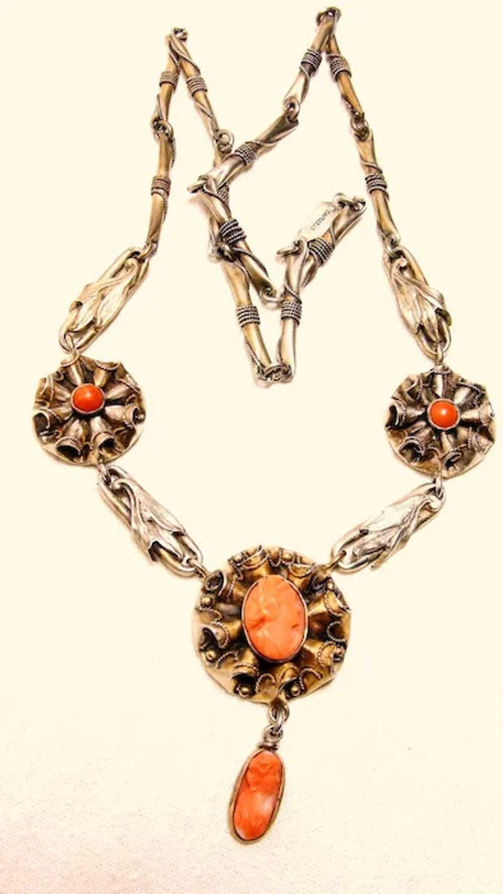 Antique Victorian Coral Festoon Necklace - image 4
