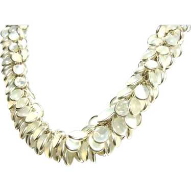 Vintage Sterling Moonstone Fringe Necklace - image 1