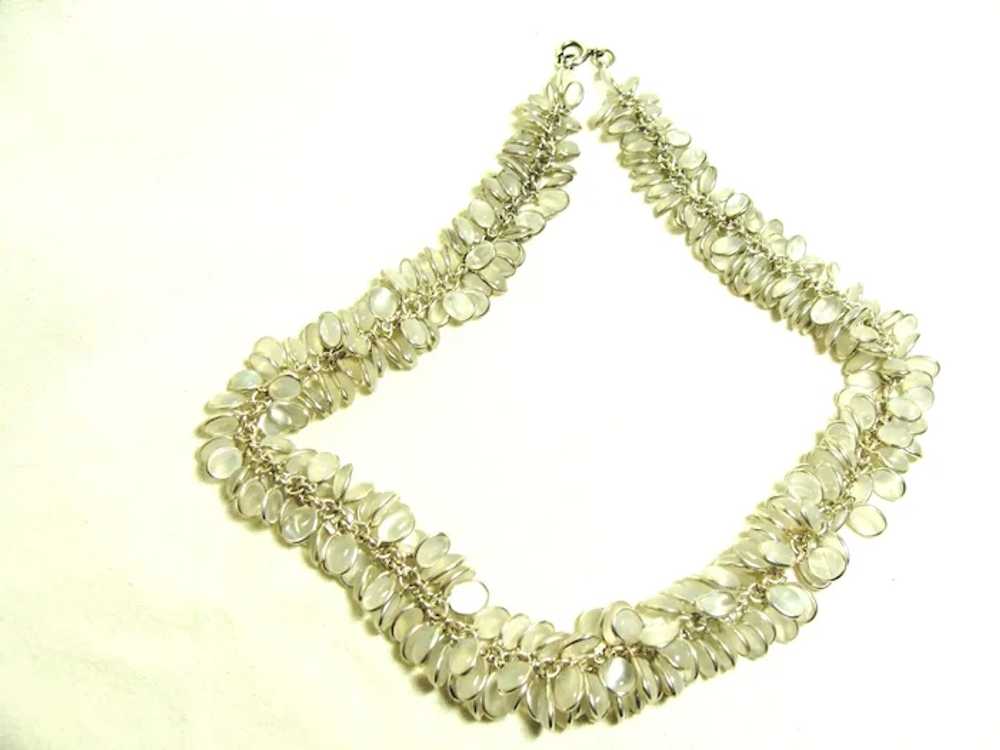 Vintage Sterling Moonstone Fringe Necklace - image 2