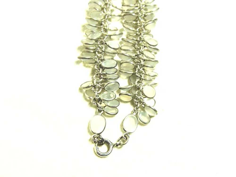 Vintage Sterling Moonstone Fringe Necklace - image 4