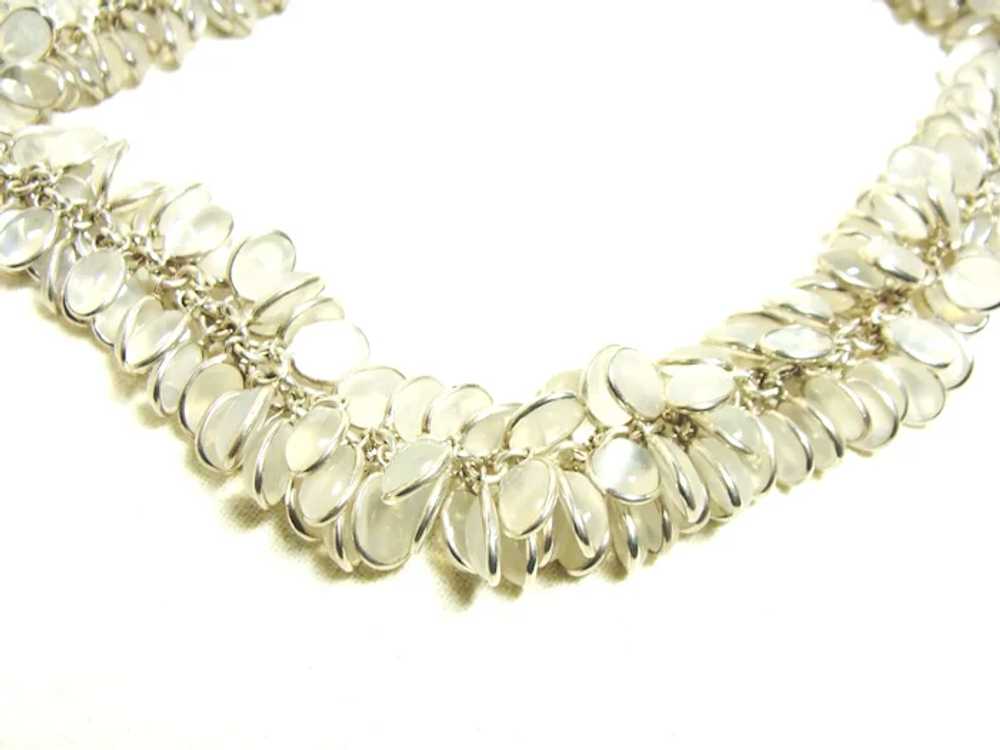 Vintage Sterling Moonstone Fringe Necklace - image 5