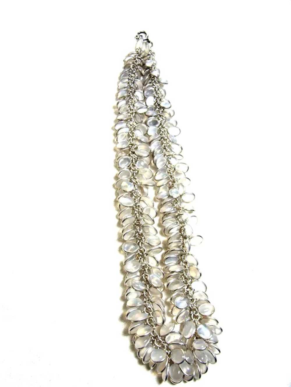 Vintage Sterling Moonstone Fringe Necklace - image 6