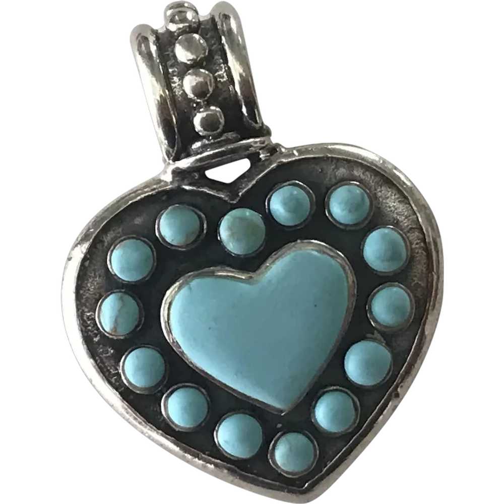 South-West Style Heart Pendant Sterling Silver & … - image 1