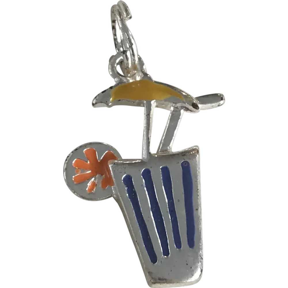 Tropical Cocktail Drink Charm Sterling Silver Col… - image 1