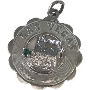 Sterling Silver Nevada Silver Mine Rhinestone M Charm 2mm Figaro Bracelet  9.5”
