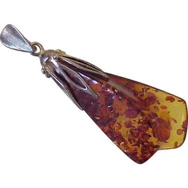 Estate Baltic Amber Pendant Sterling Silver