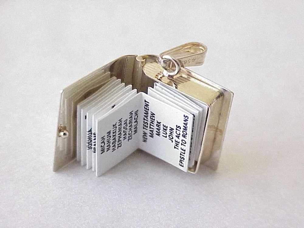 Vintage Moving Holy Bible Charm 14K Gold Lists of… - image 3