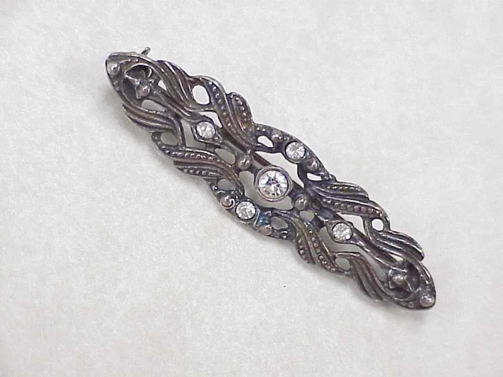 Antique Inspired Vintage Brooch Sterling Silver &… - image 2