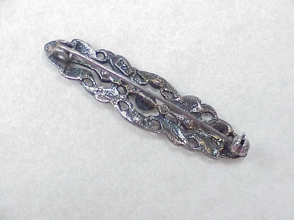 Antique Inspired Vintage Brooch Sterling Silver &… - image 3
