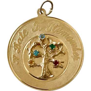 Jeweled Family Tree Vintage Charm 14K Gold circa … - image 1