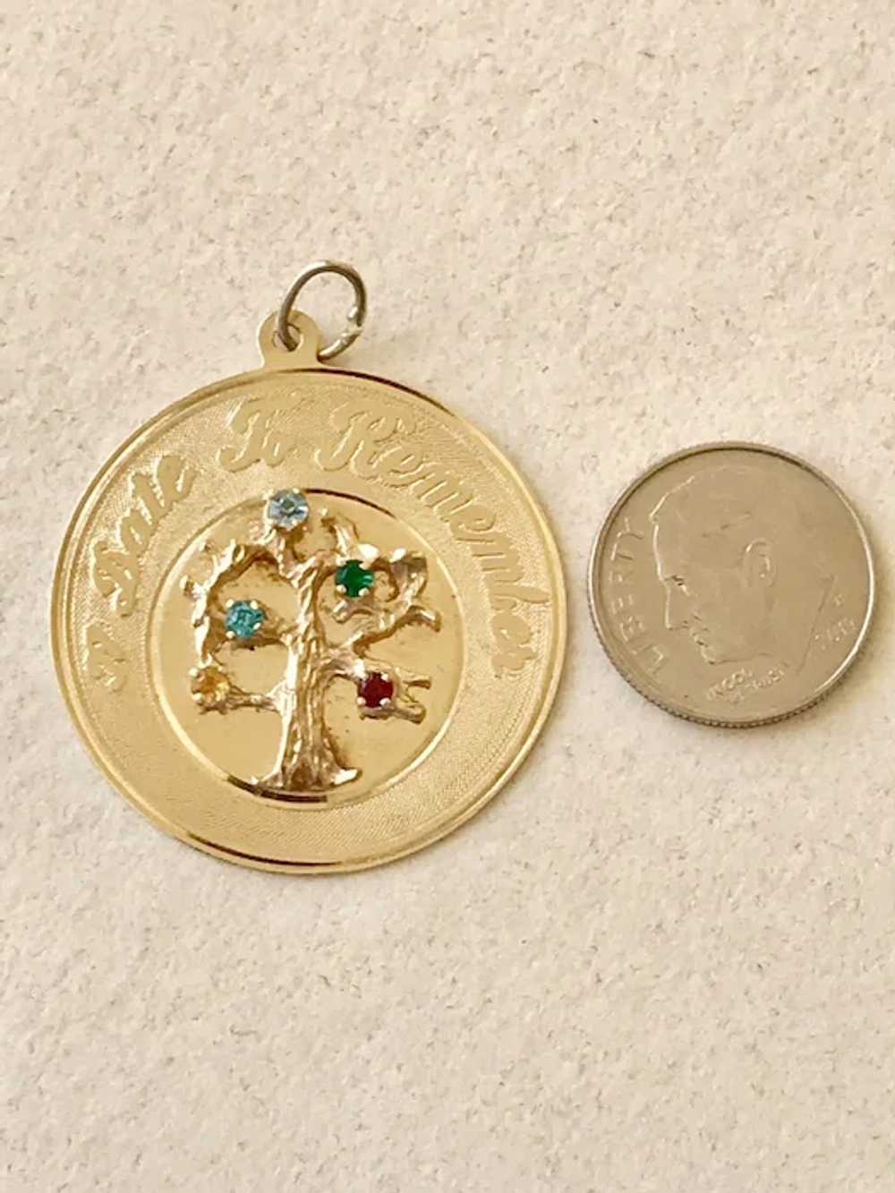 Jeweled Family Tree Vintage Charm 14K Gold circa … - image 3