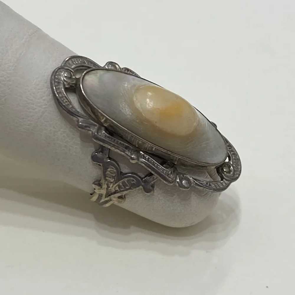 Victorian Era Blister Pearl Ring Sterling Silver - Gem