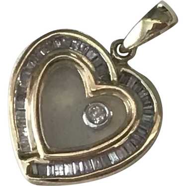 Floating Diamond Heart Pendant / Charm 14K Gold .5