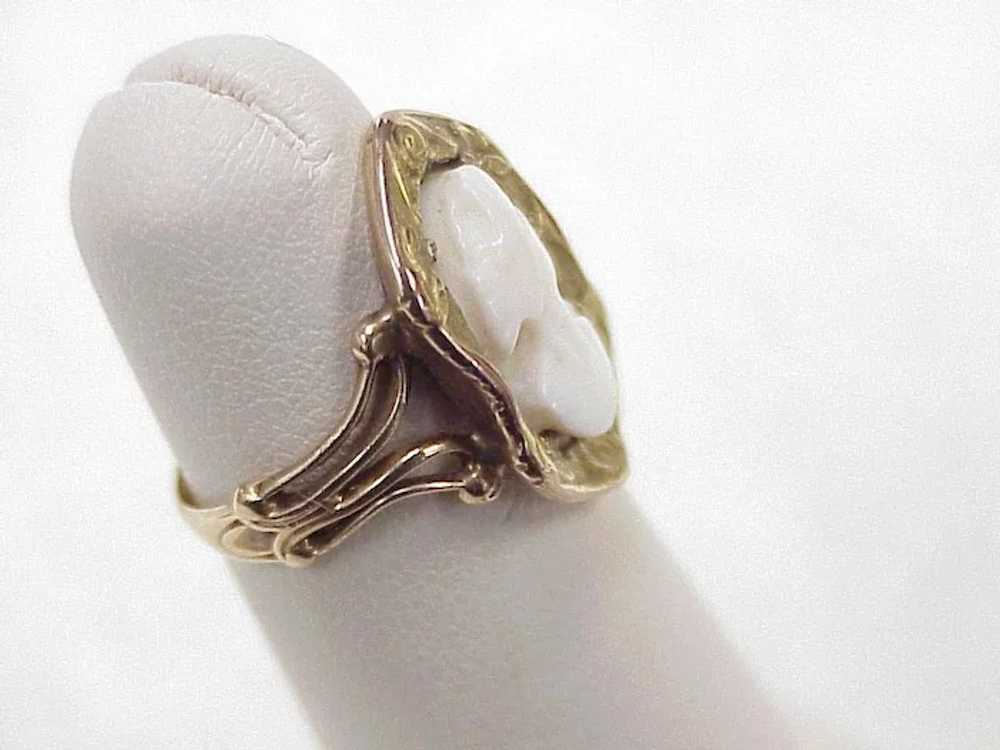 Victorian Era Cameo Ring 10K Rose Gold With Yello… - image 3
