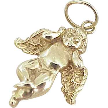 Vintage Cherub Angel Charm / Pendant 14k Gold - image 1