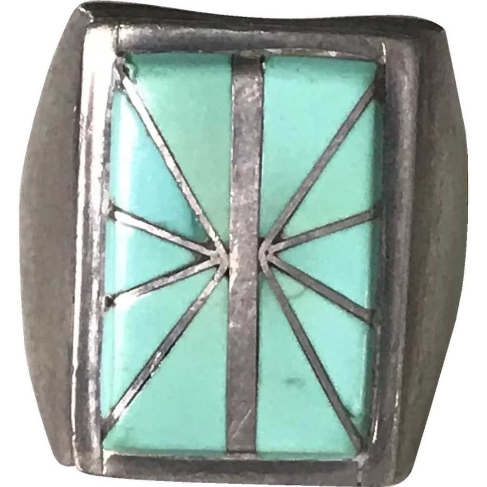 Native American Crafted Ring Sterling Silver Turq… - image 1