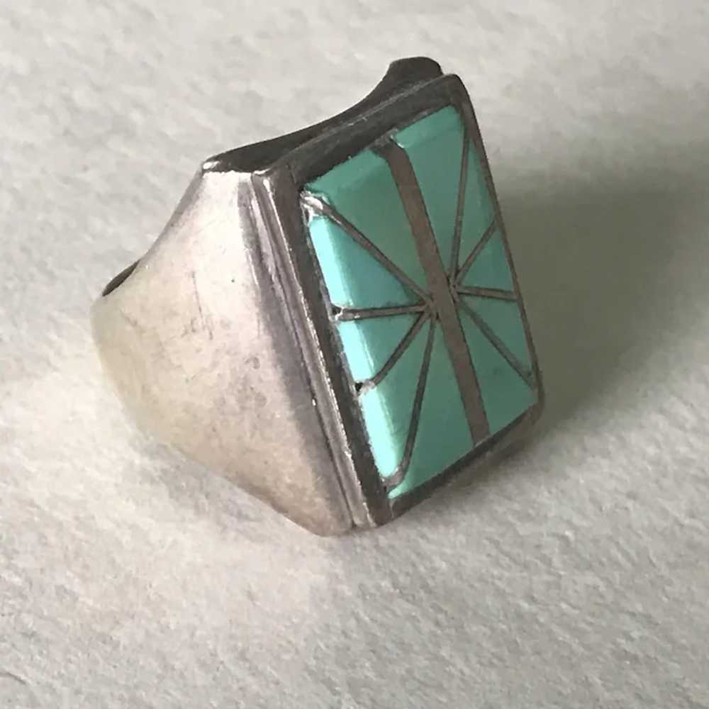 Native American Crafted Ring Sterling Silver Turq… - image 3