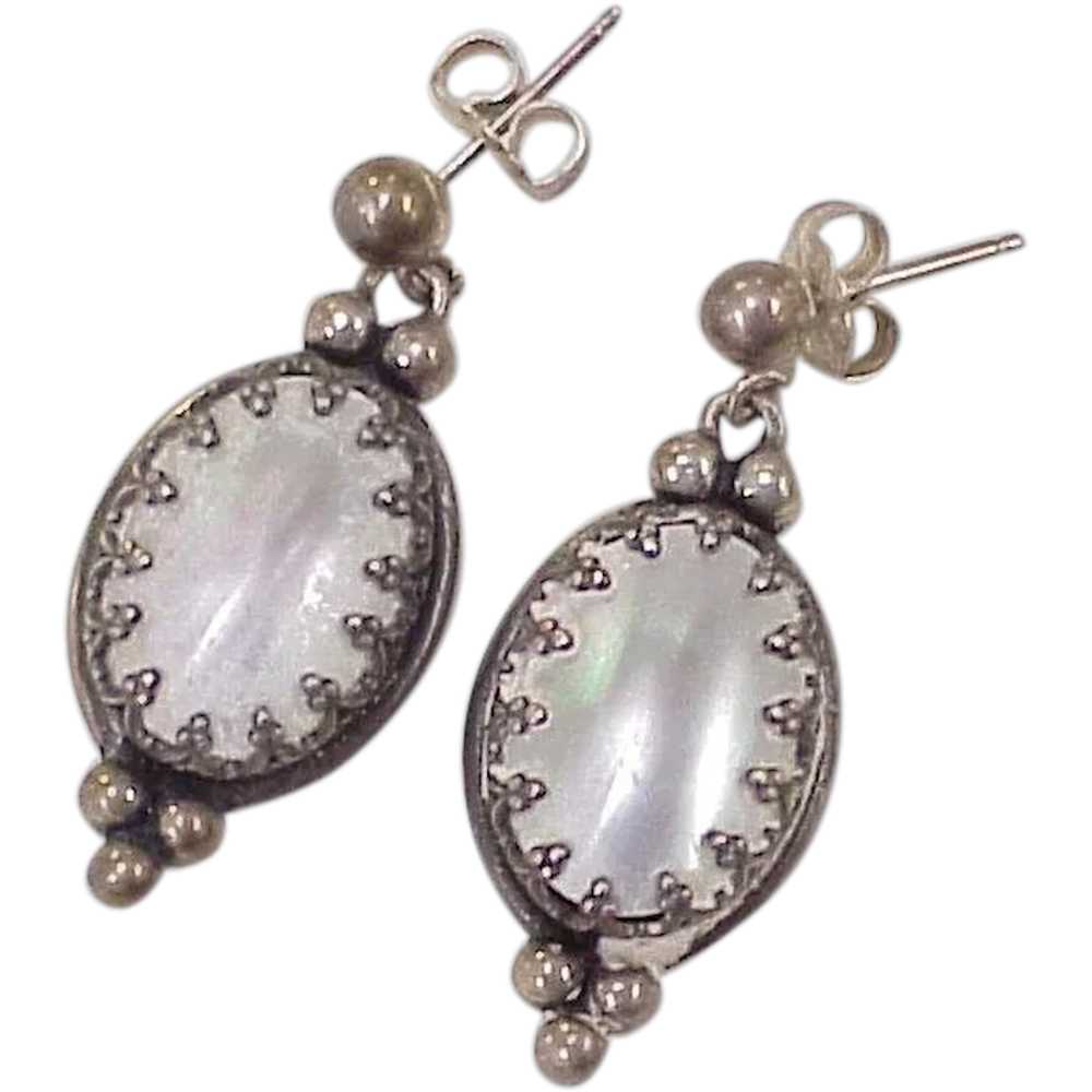 Mabe' Pearl Dangle Earrings Sterling Silver - image 1