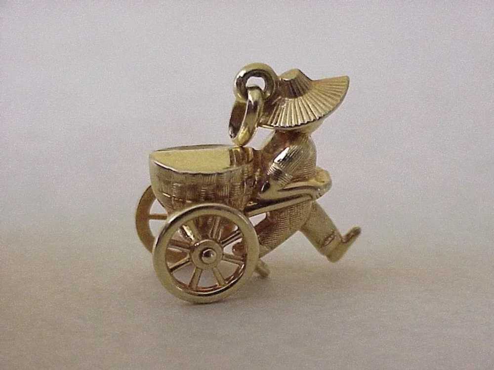 Moving Gardener With Cart Vintage Charm 14K Gold … - image 2